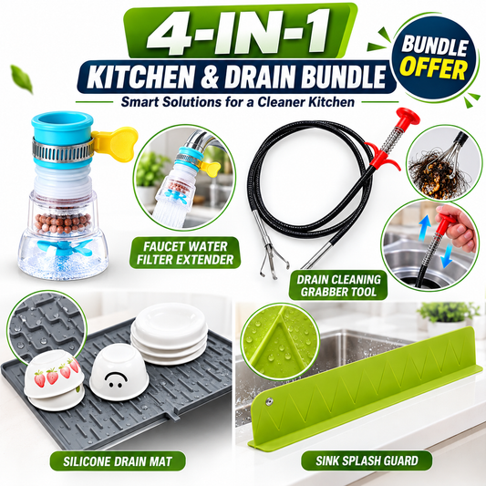 4-in-1 Kitchen Cleaning & Sink Accessories Combo – Lowest Price Offer