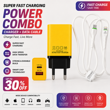 200W GaN Fast Charger + Type-C to Lightning, iPhone Fast Charging Cable Combo