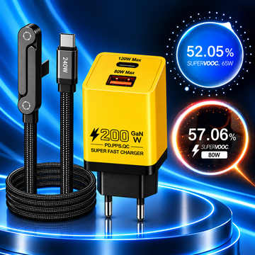 240W Fast Charging Cable with Invisible Stand + Free Fast Charger