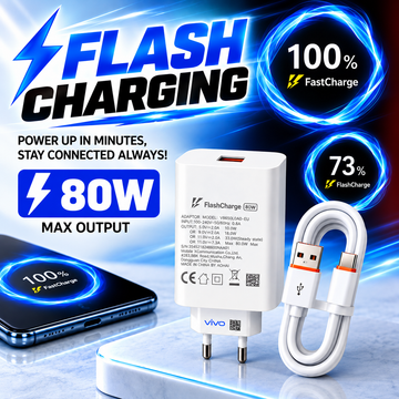 80W FlashCharge Adapter with Fast Charging Cable