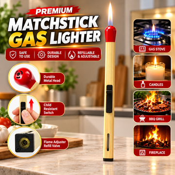 Premium Matchstick Butane Gas Lighter – Refillable Long Handle