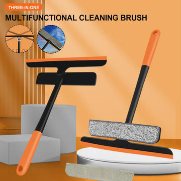 Ultimate 3-in-1 Glass Cleaner – 360° Rotating Brush, Scrubber & Wiper