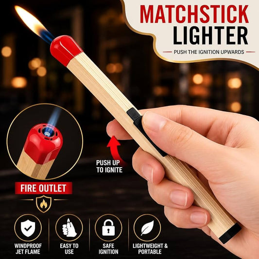 Premium Matchstick Butane Gas Lighter – Refillable Long Handle